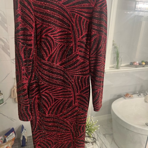 NIGHT WAY DRESS SIZE 6 art deco red black gala wedding cruise wear - Picture 14 of 16